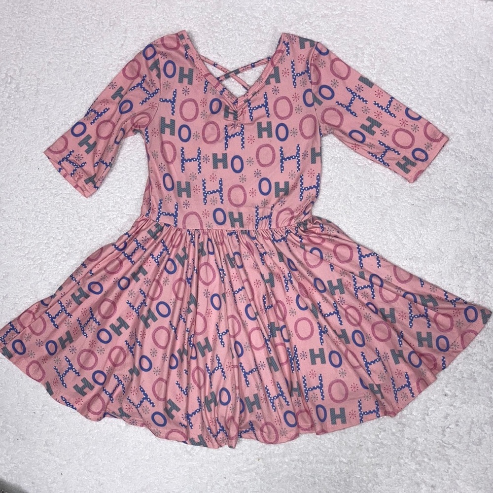 Dot dot smile pink ho ho ho Christmas twirl dress size 3/4